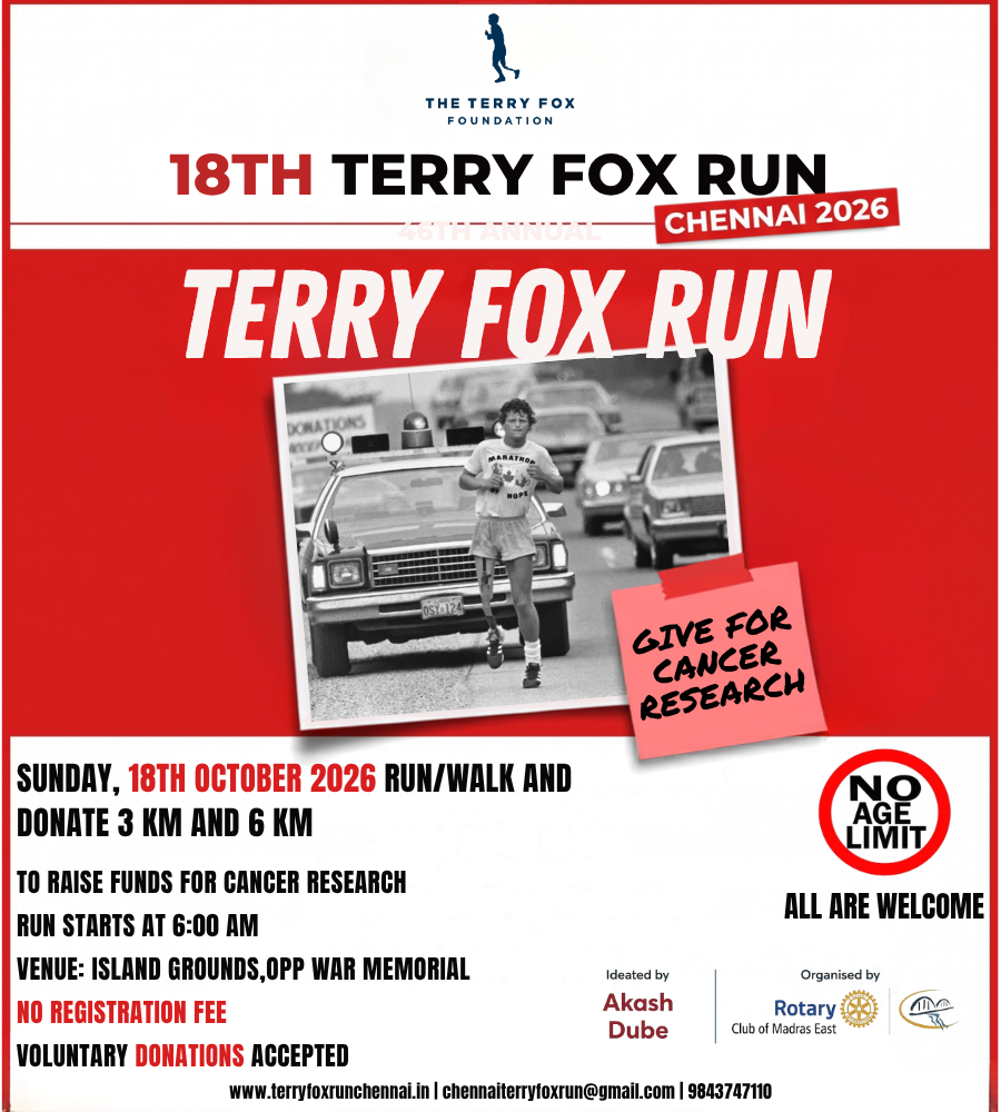 Terry Fox Run - Chennai Banner Terry Fox Run - Chennai